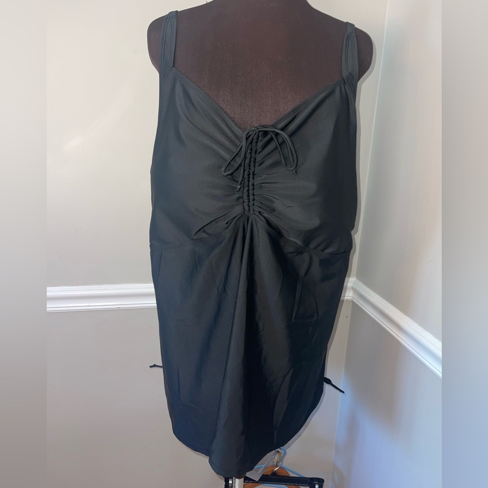 Hanna Nikole Womens Plus Size Swim‎ Top Dress Sz 28W Black